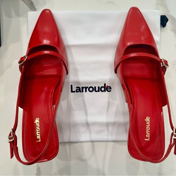 LARROUDE Ines Pump in Scarlet Leather NEW IN BOX! - Picture 5 of 14